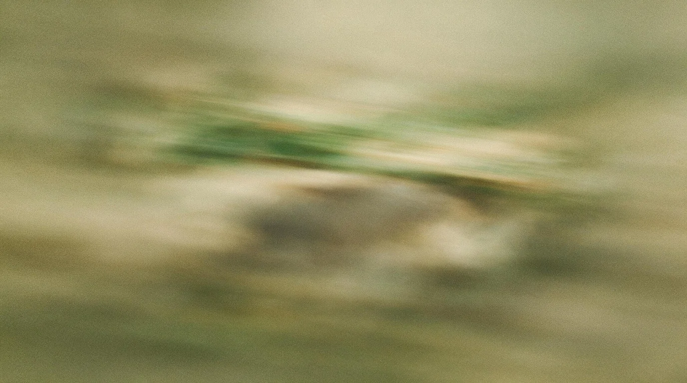 Abstract plate, one smear of motion passing something standing still