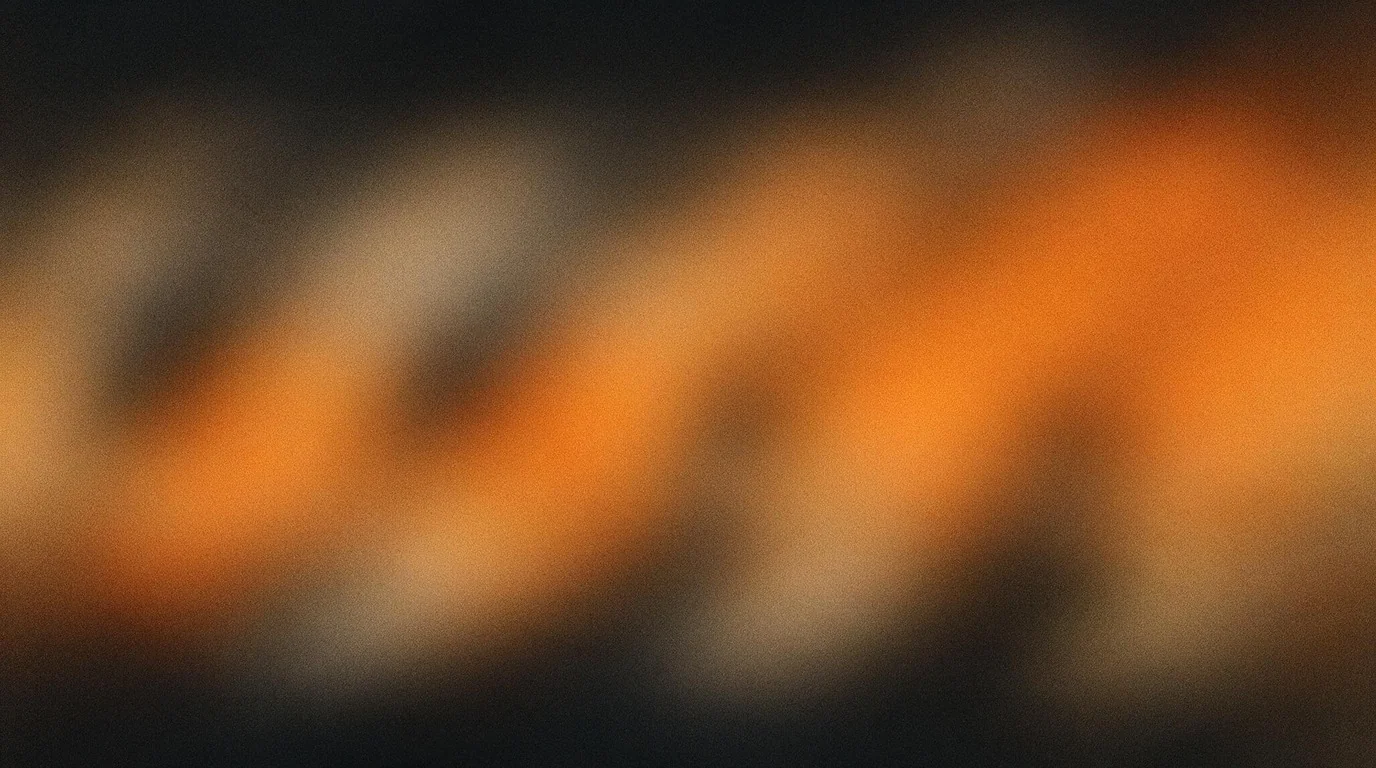 Abstract plate, a repeating amber rhythm broken once, on charcoal