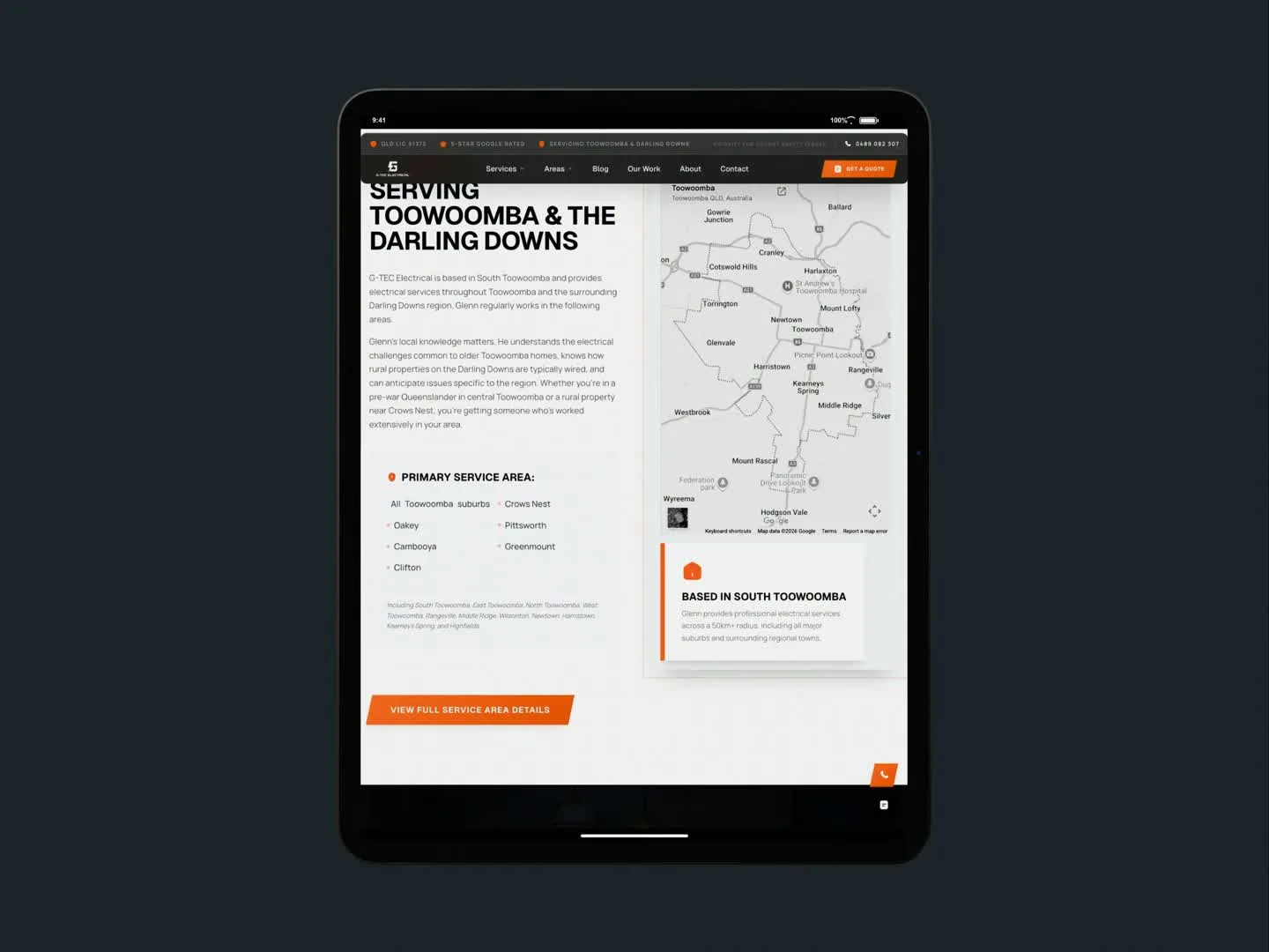 G-TEC Electrical, tablet preview
