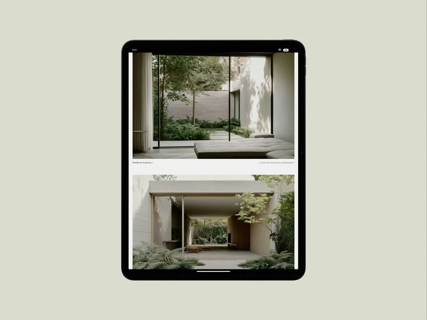 Studio Sown, tablet preview