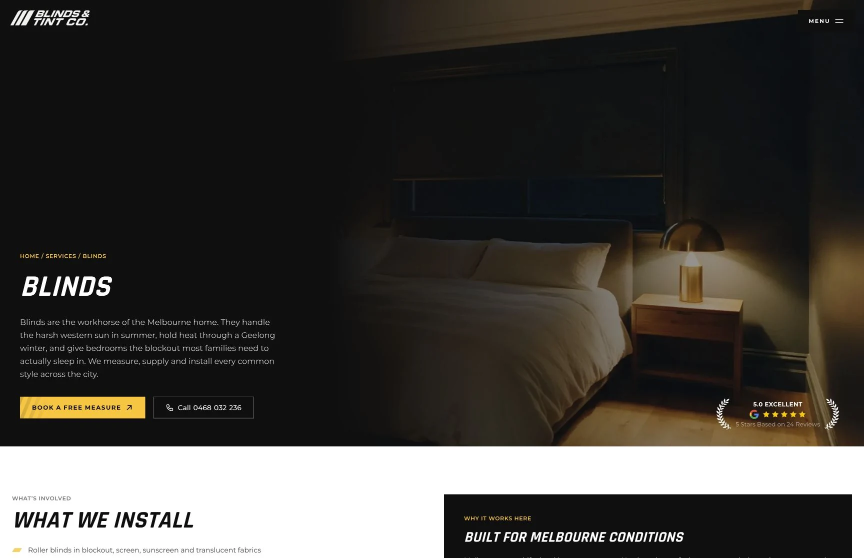 Blinds, captured from the client website