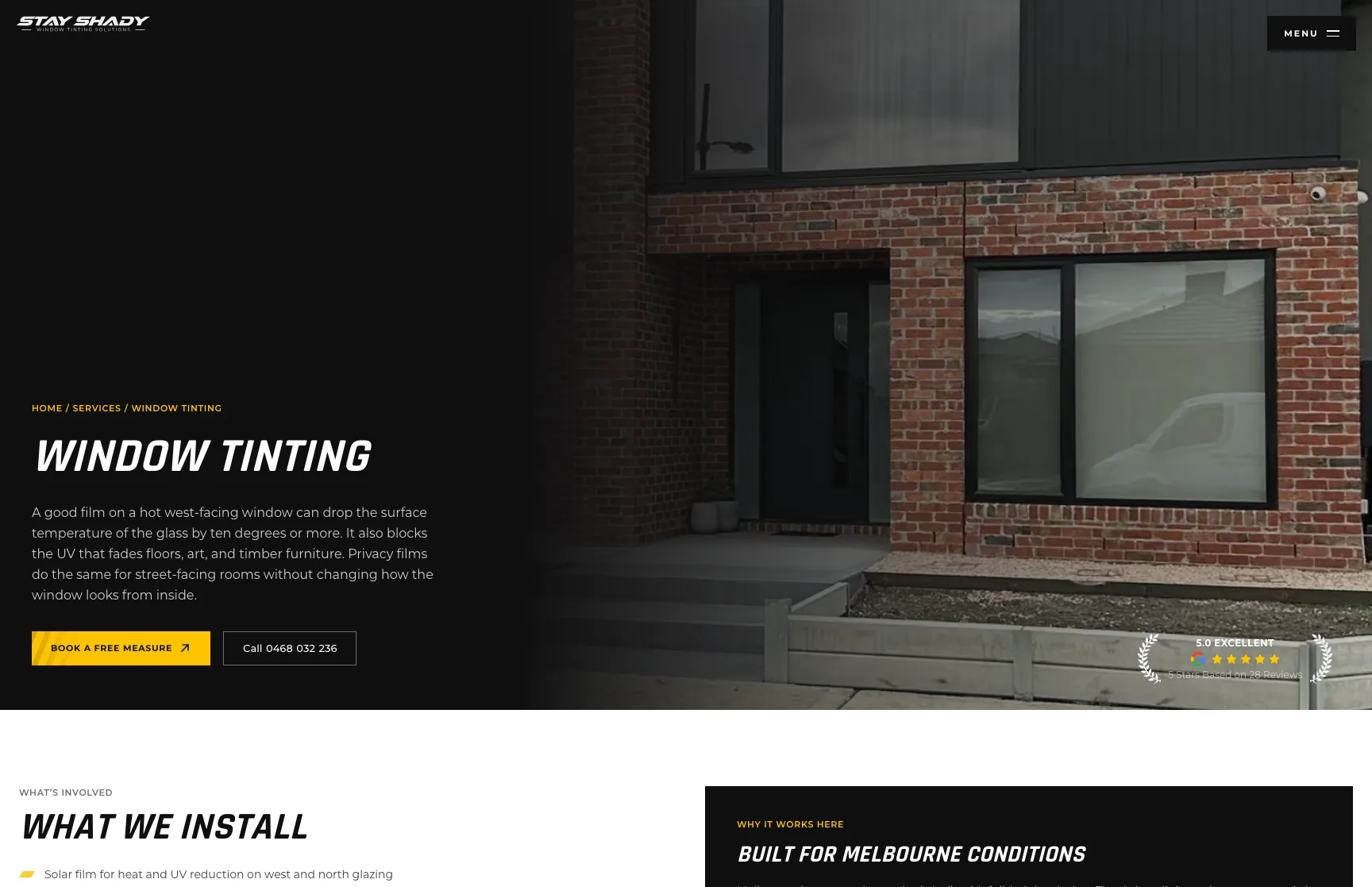 Window tinting, captured from the client website