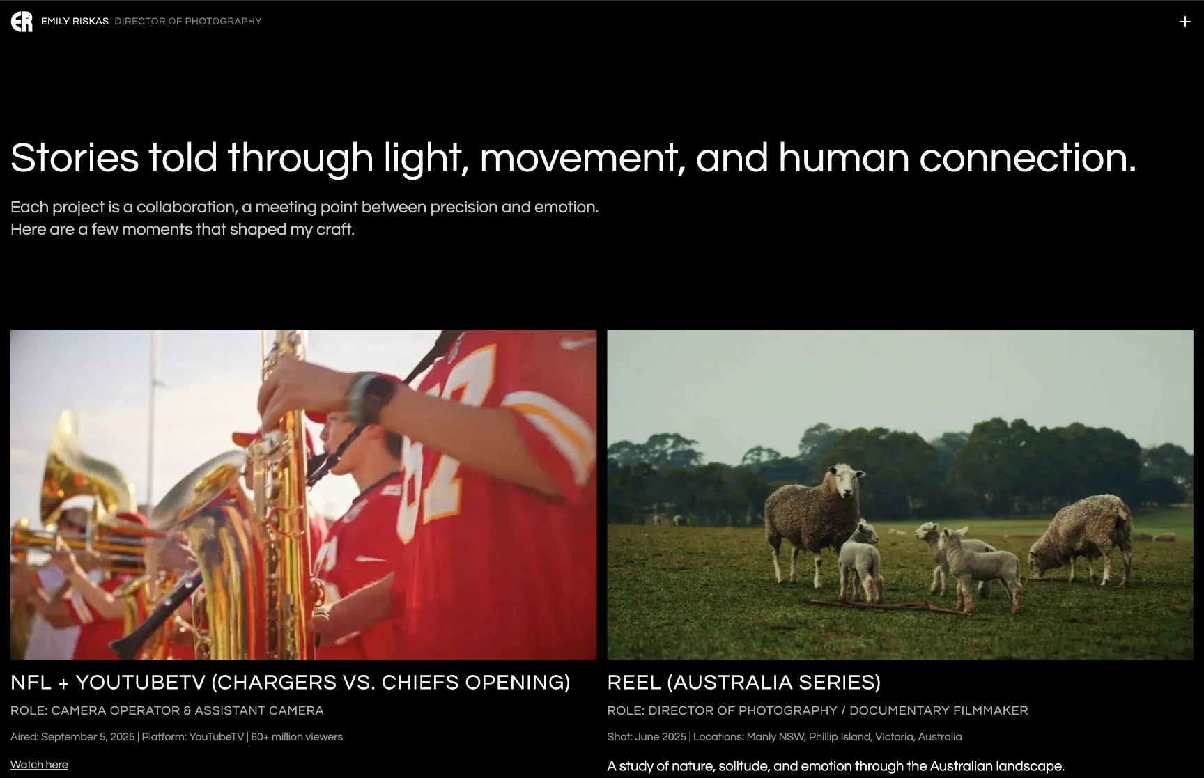 Selected work, captured from the client website
