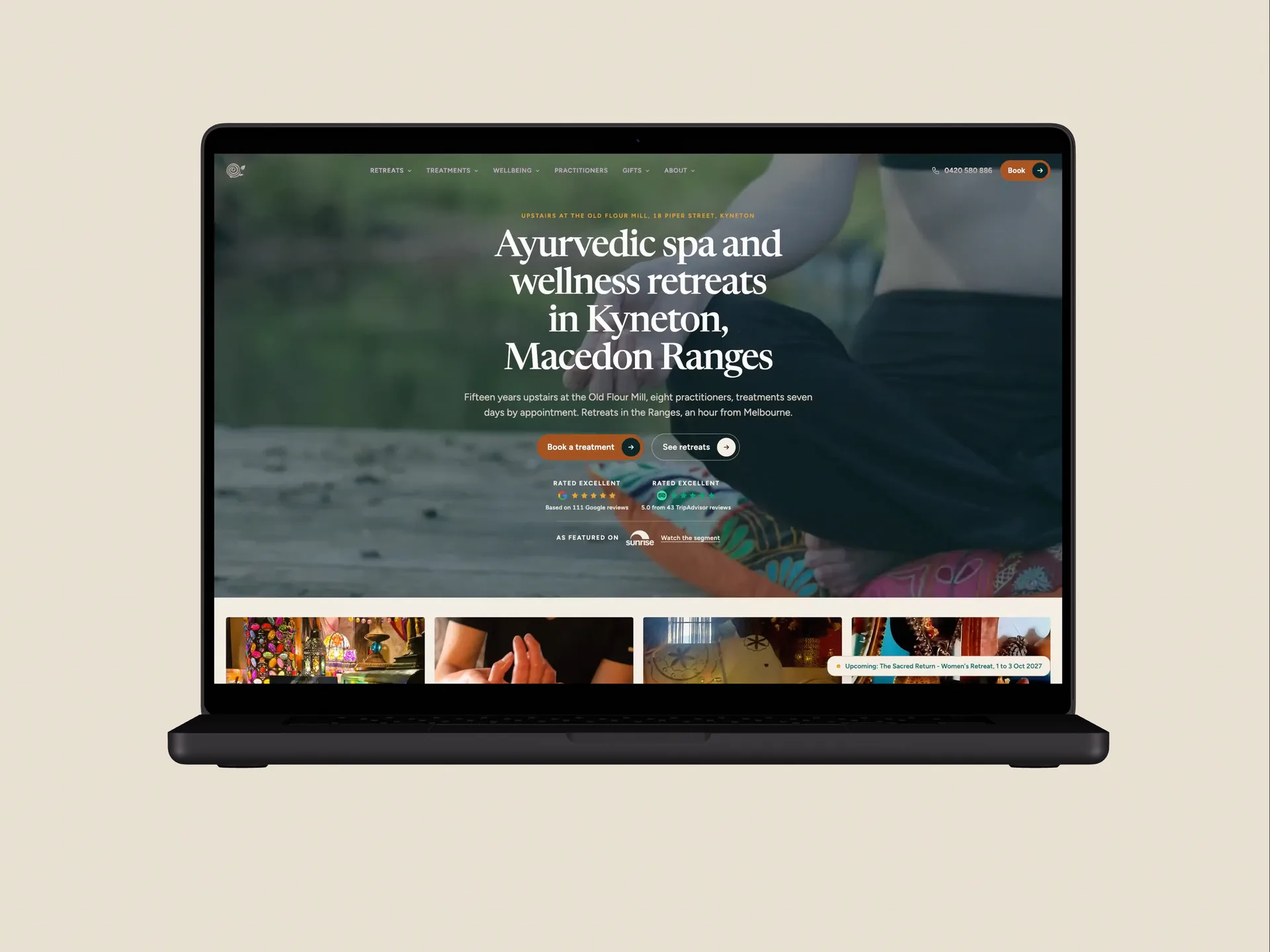 The home page on a laptop, captured from the client website