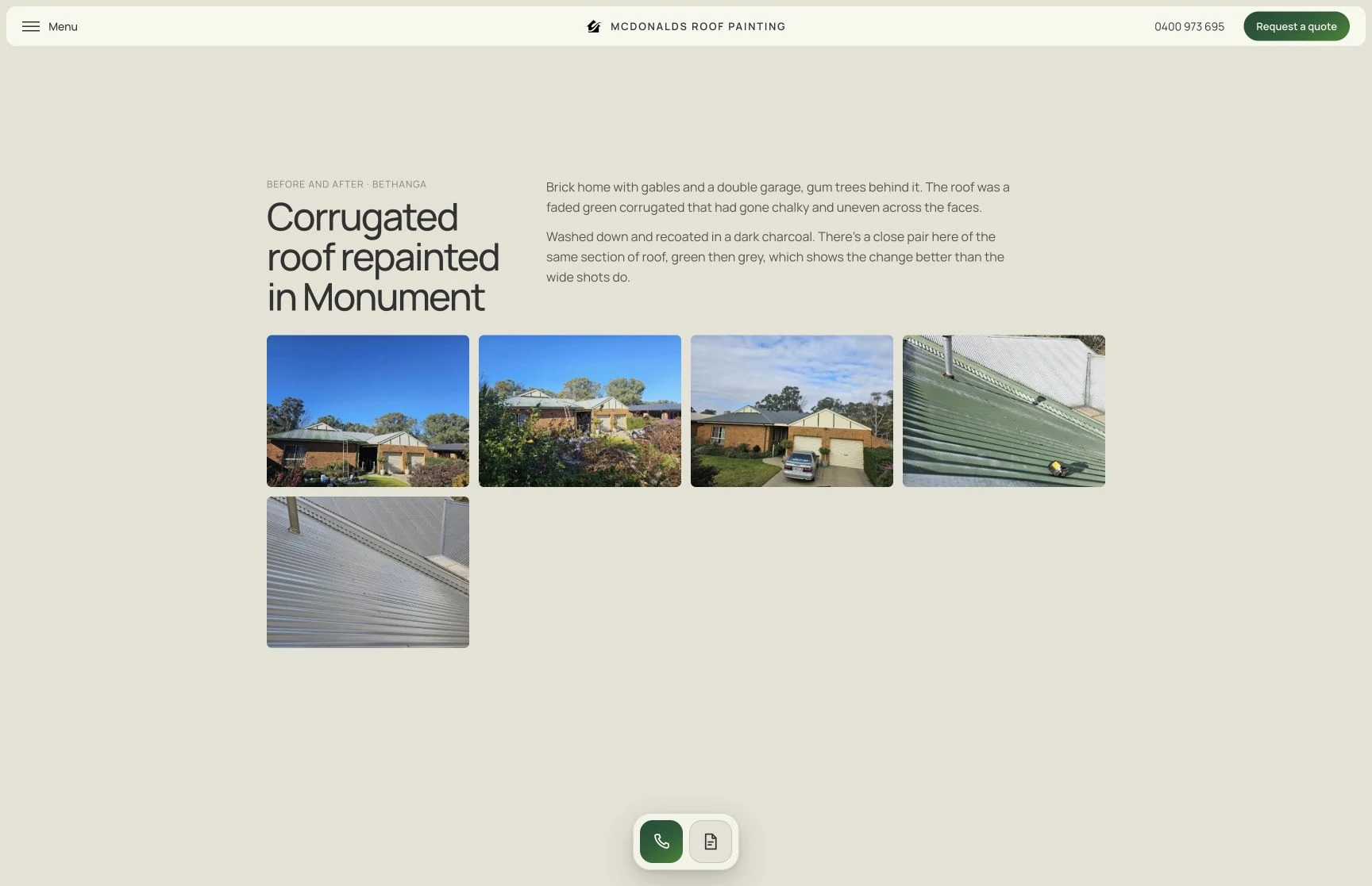 Completed roof work, captured from the client website