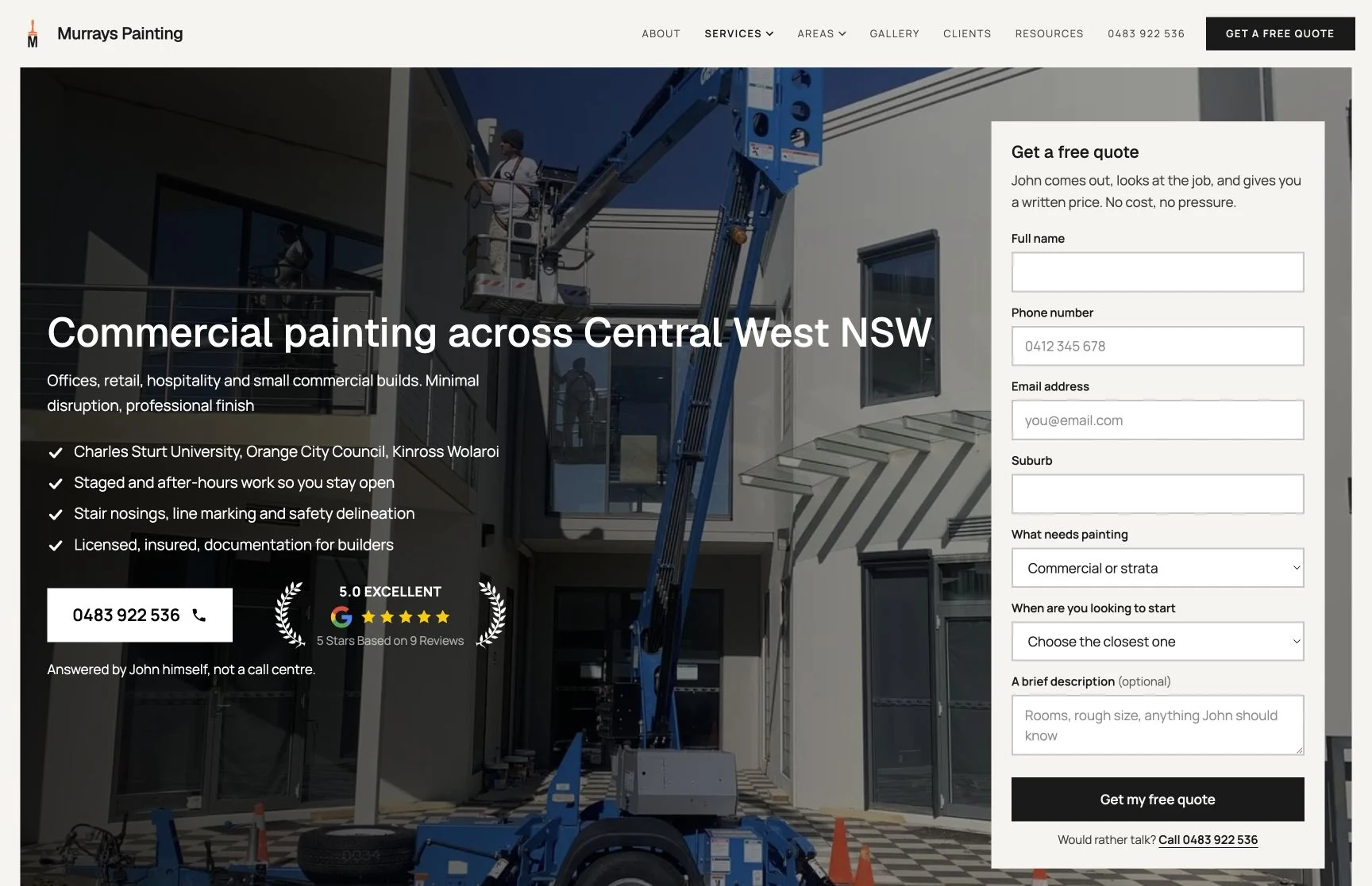 Commercial painting, captured from the client website