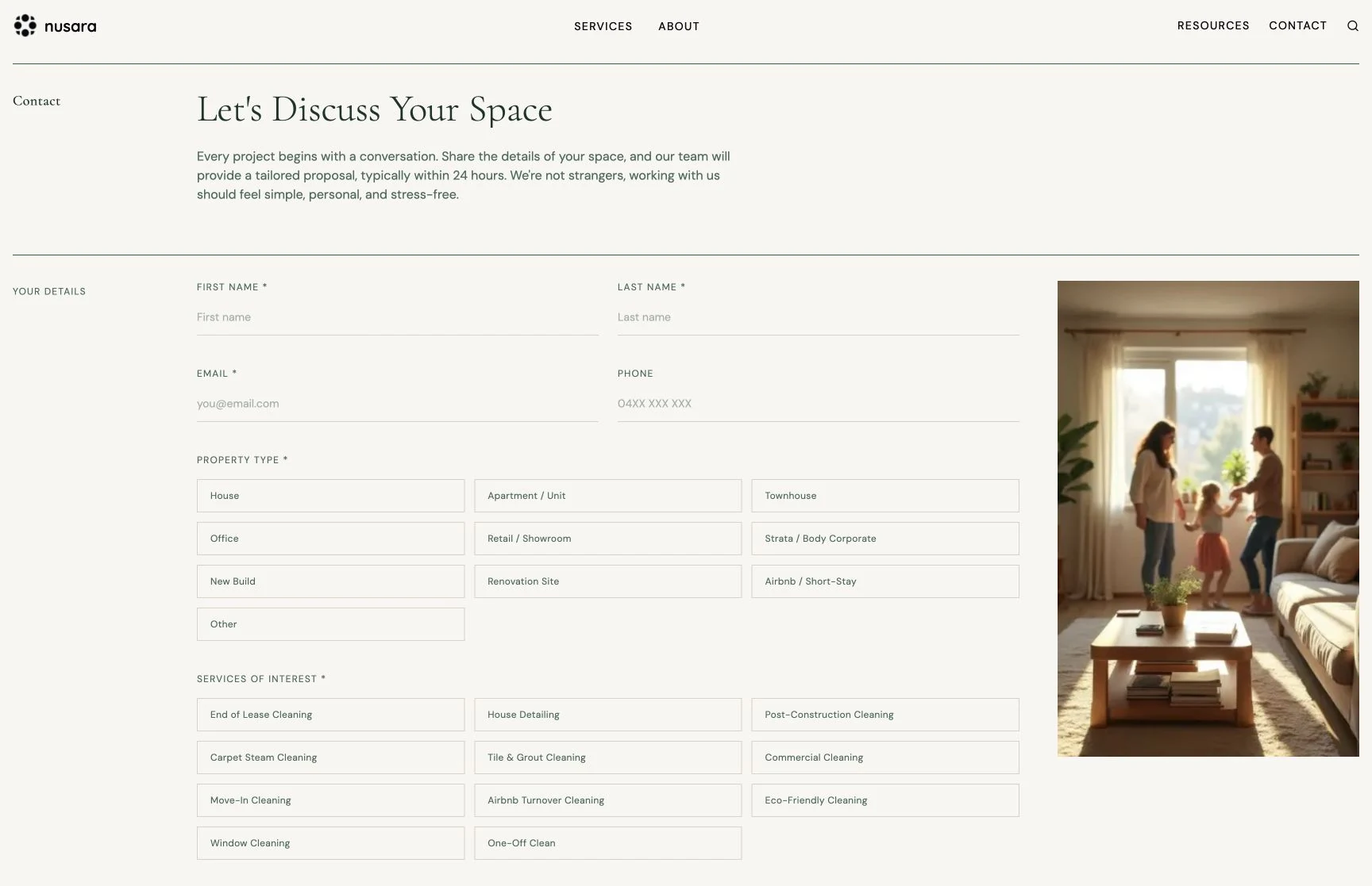 Property enquiry, captured from the client website