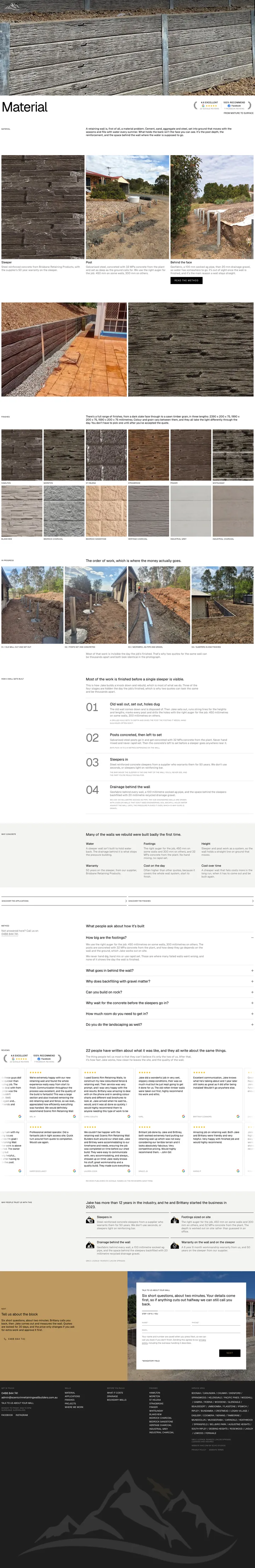 Material, the full page captured from the client website