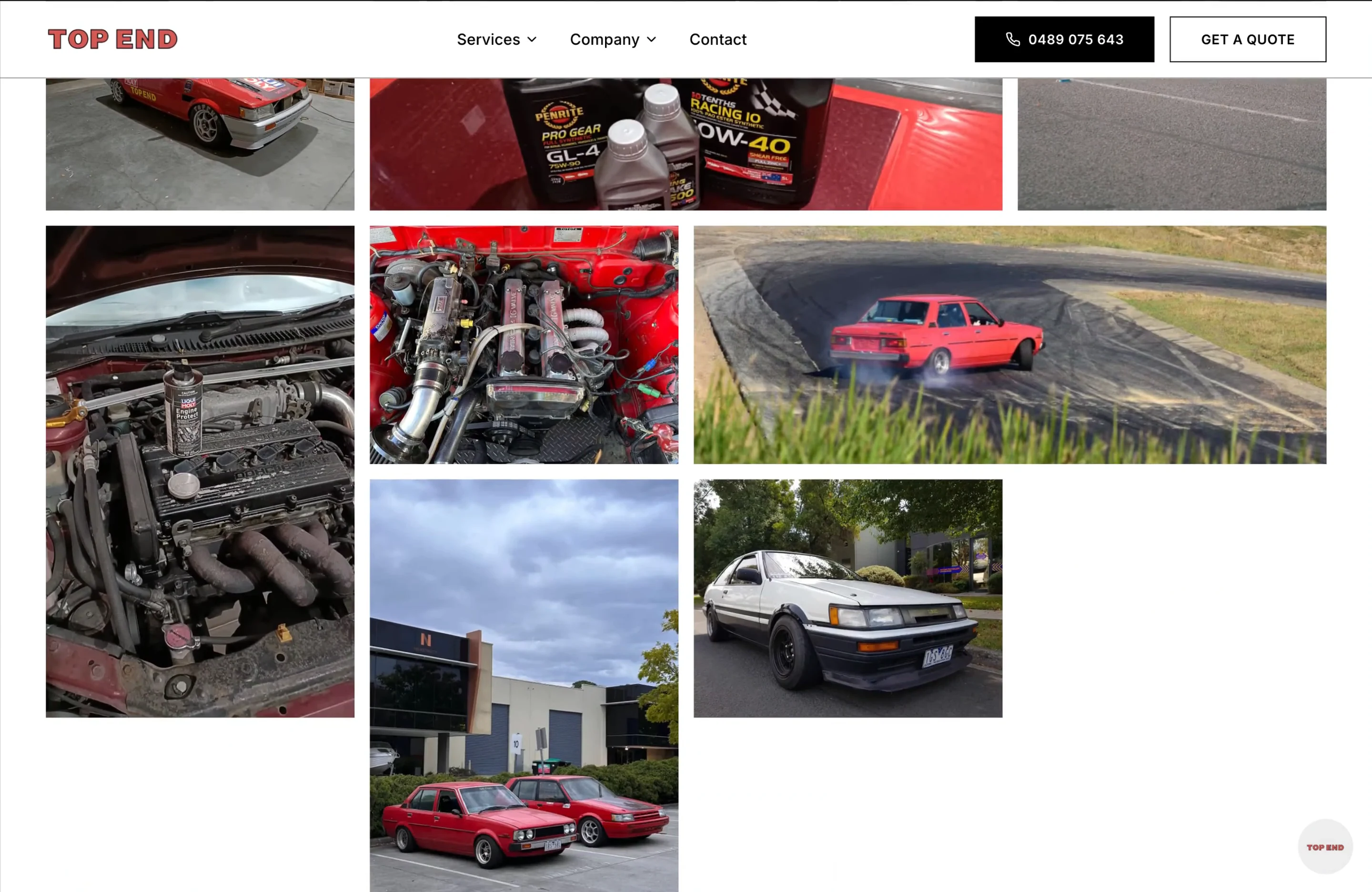 Workshop gallery section, captured from the client website