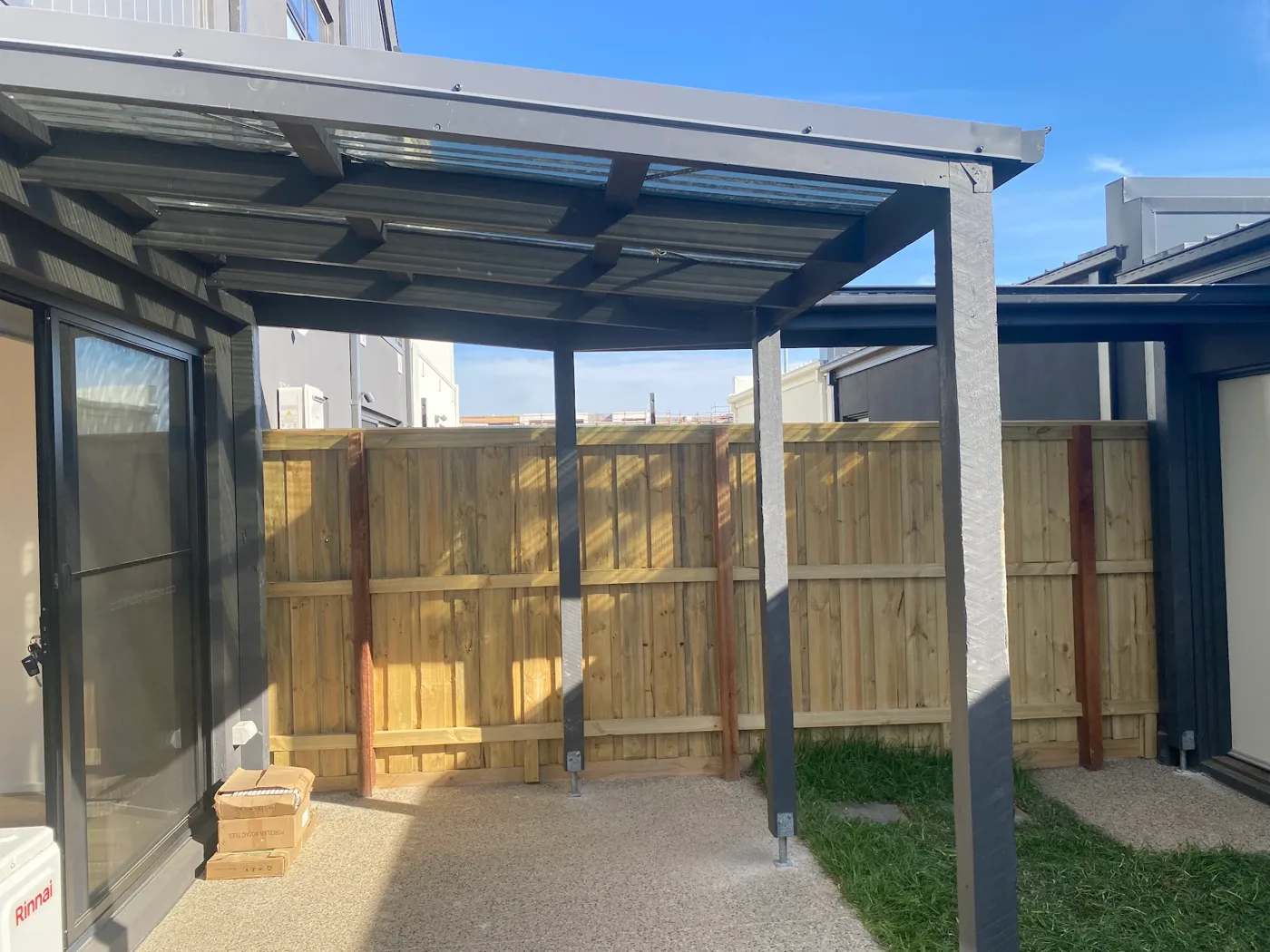A finished verandah build over a fresh paling fence in Armstrong Creek